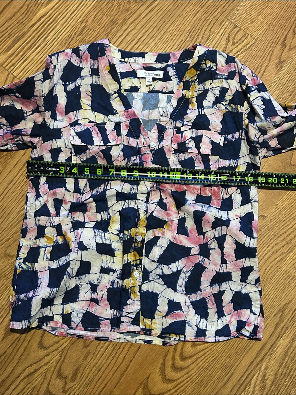 *Busayo Collective Abstract Print Blouse Cotton Button Front Boho Top Size M - Picture 9 of 12